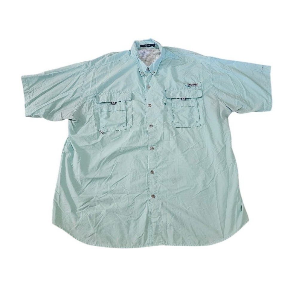 Columbia PFG Bahama Fishing Shirt Mens 3XT Tall Mint Green Short Sleeve Vented